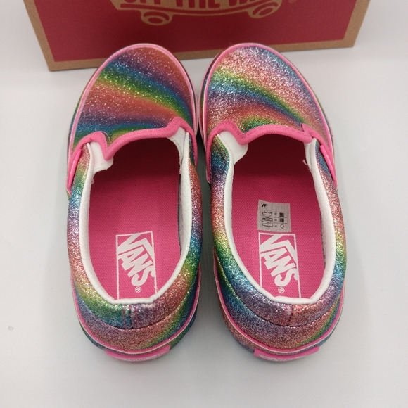 NIB Vans Classic Girls Slip Ons Shoes Various Sizes Glitter Rainglow - Picture 6 of 13